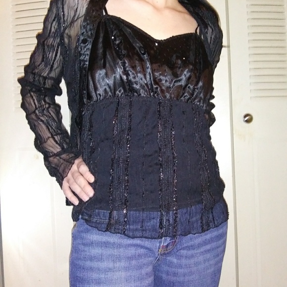Kaelyn Max Tops - Goth Beautiful 2 Pc Tank w Sheer Top M! NWOT